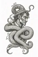 man vs snake tattoo design idea