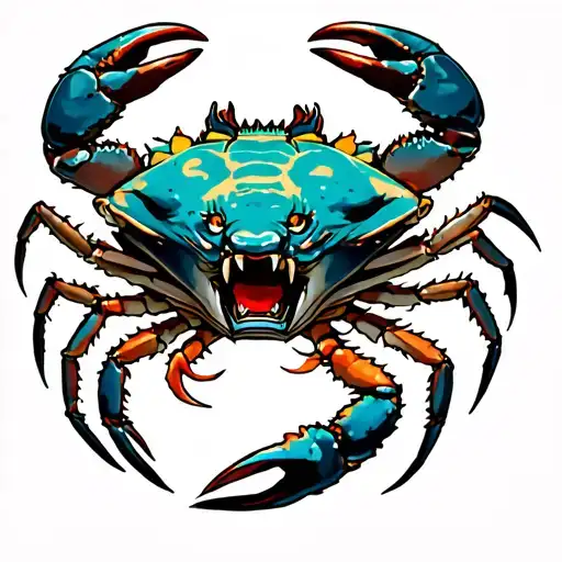 Lion crab tearing off its own tattoo design idea