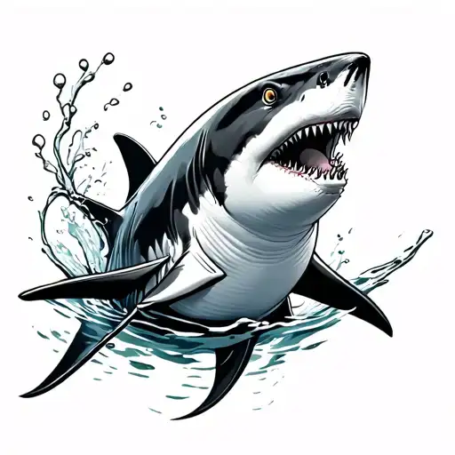 shark swimming tattoo design idea