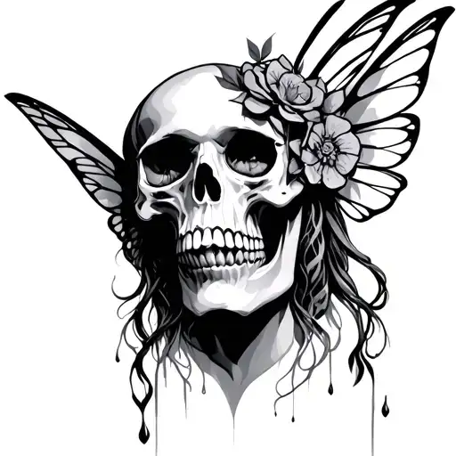 Skull Fairy tattoo design idea