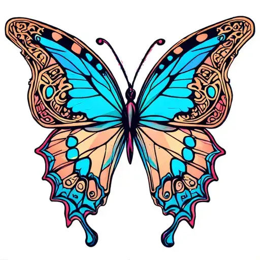 Make me a my little pony cutie mark for myself based on my interests. I like music, the color blue, butterflys, helping  tattoo design idea