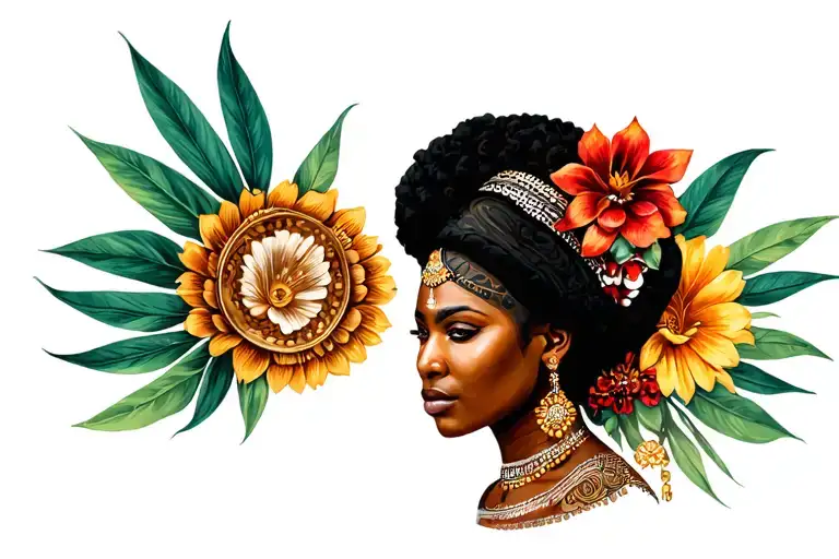 African queen tattoo design idea