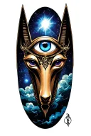 Space Theme With Cosmic Dust Clouds Anubis And all seeing eye Tattoo tattoo design idea