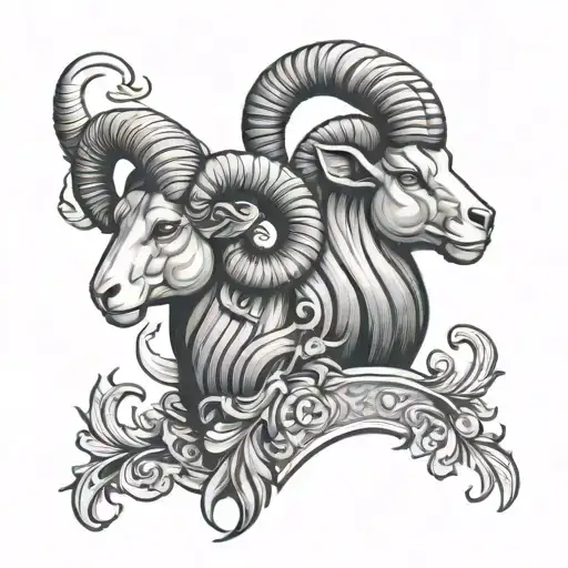 aries and leo zodiac tattoo design idea