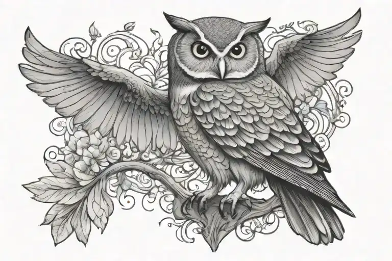 owl nightingale hawk tattoo design idea