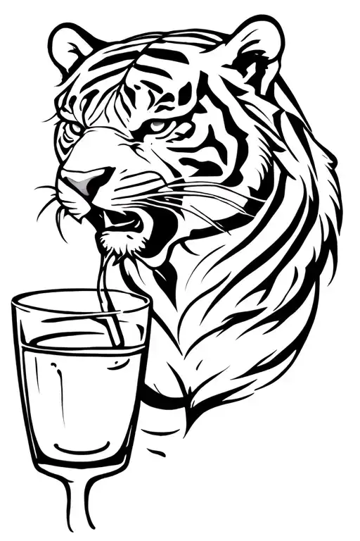 tiger is searching for alcohol drink tattoo design idea