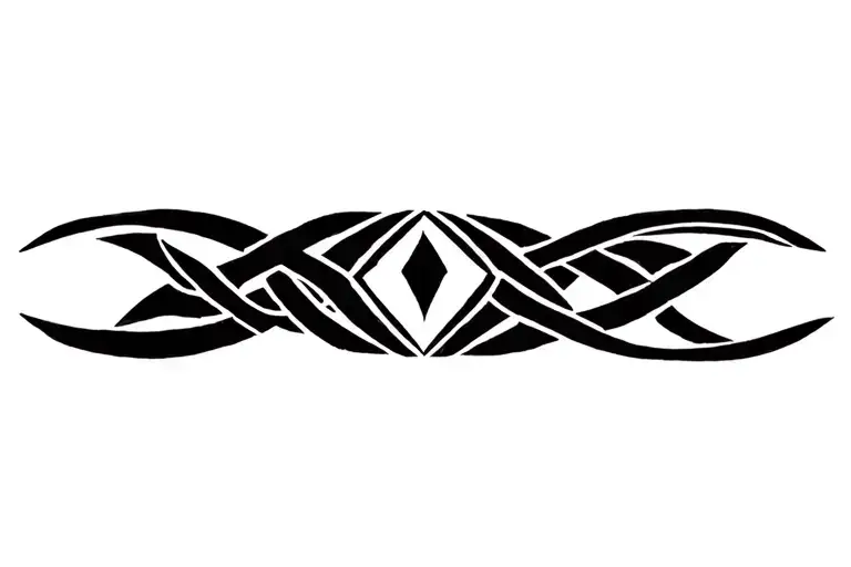 abstract viking tribal knot with diamond in middle tattoo design idea
