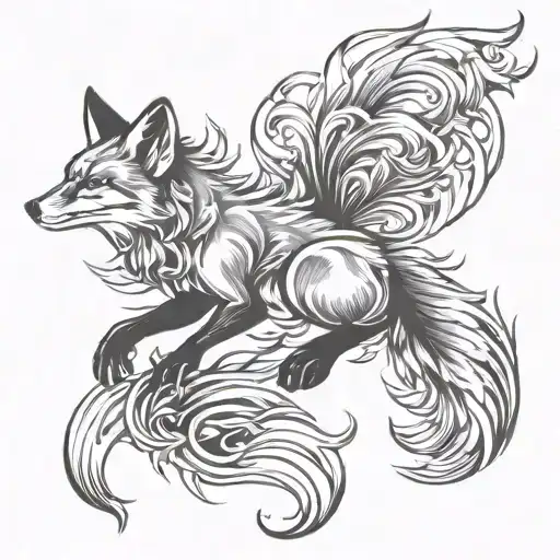Fox nine tail tattoo design idea