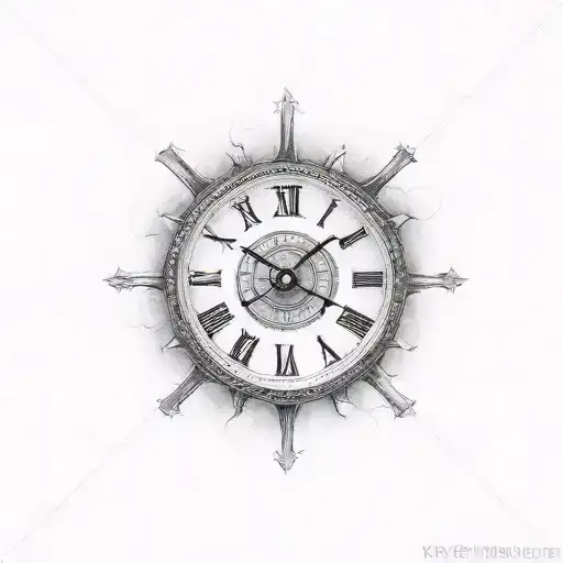 clock with roman numerals tattoo design idea