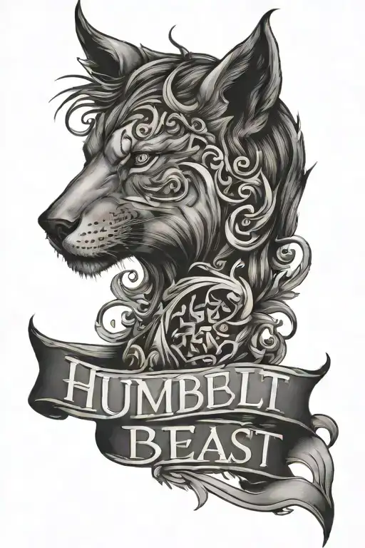 humble beast words written tattoo design idea