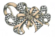 cancer ribbon, checkered flag tattoo design idea