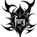 Hello! Could you generate a tribal tattoo template with the word "Fury" in the center? Thank you! tattoo design idea