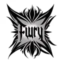 Hello! Could you generate a tribal tattoo template with the word "Fury" in the center? Thank you! tattoo design idea