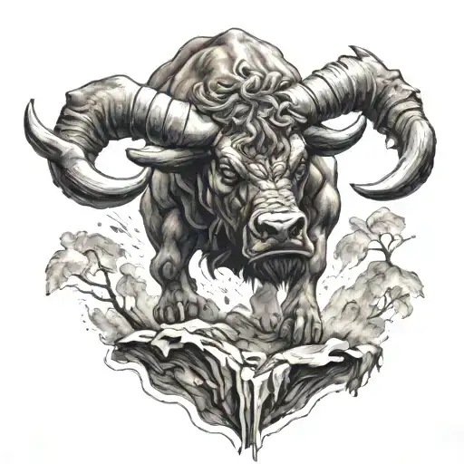 minotaur falling tattoo design idea