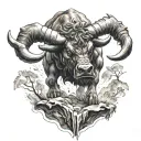 minotaur falling tattoo design idea