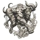minotaur falling tattoo design idea