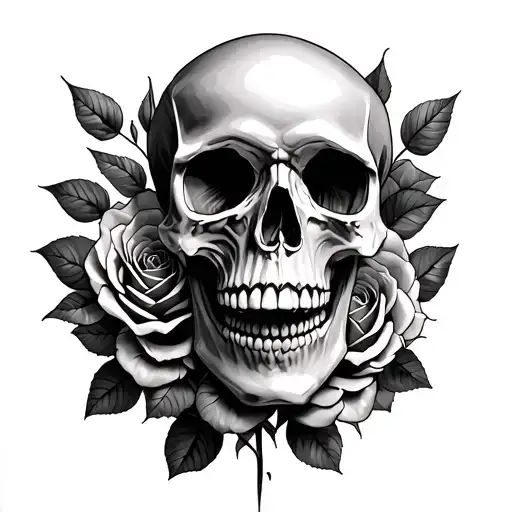 Skulls and Roses dark for cover tattoo design idea