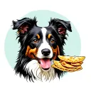 border collie with a piece of ravioli tattoo design idea