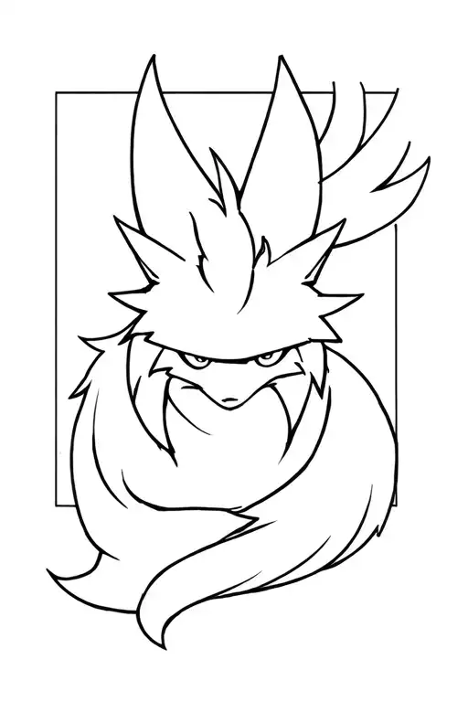 Kurama Naruto nine tails fox tattoo design idea