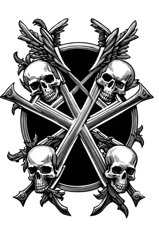 german iron cross and sculls tattoo design idea