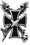 german iron cross and sculls tattoo design idea