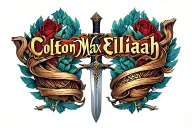 "Colton Max Elijah " sword wrapped tattoo design idea