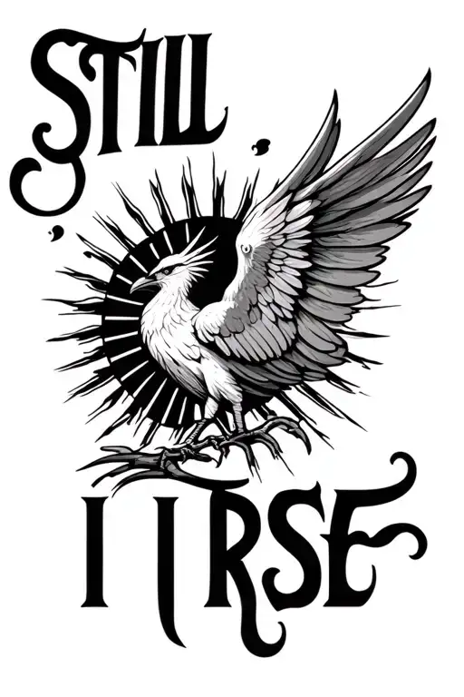 "still i rise" phenix bird rising from the sun rising tattoo design idea