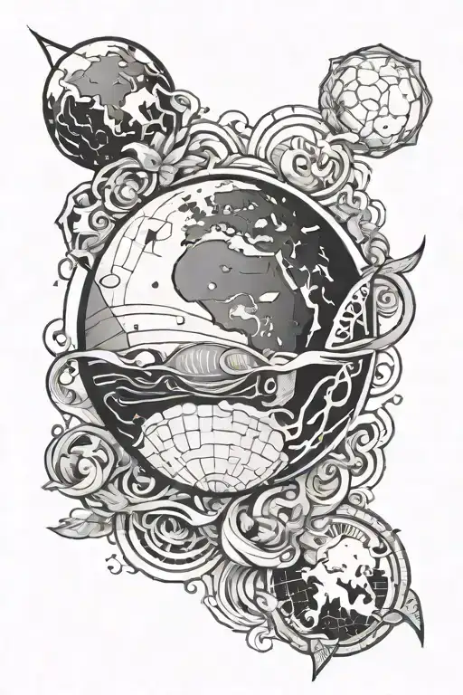 earth signs merged tattoo design idea