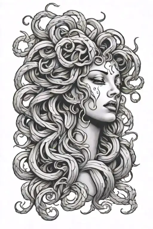 medusa crying tattoo design idea