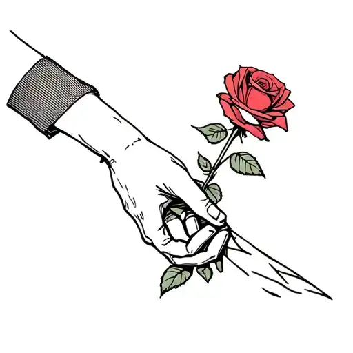 winter soldier arm holding rose tattoo design idea