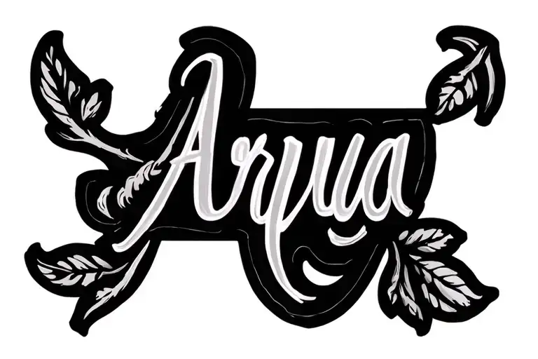daughters name/ Arya written in a mix of Hindi and English script.  tattoo design idea