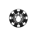 poker chip with bowling pins in the background tattoo design idea