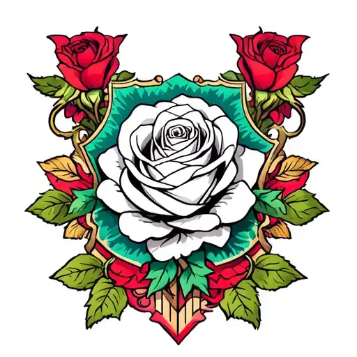 heraldic rose tattoo design idea