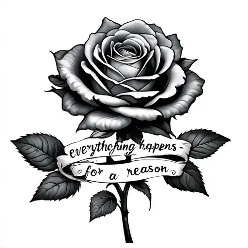 "everything happens for a reason" with a rose  tattoo design idea