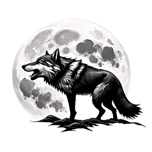 wolf howl at the full moon tattoo design idea
