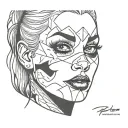 harley quinn face made tattoo design idea