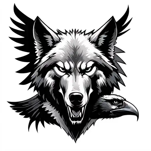 spartan tattoo with a wolf and a raven in it  tattoo design idea