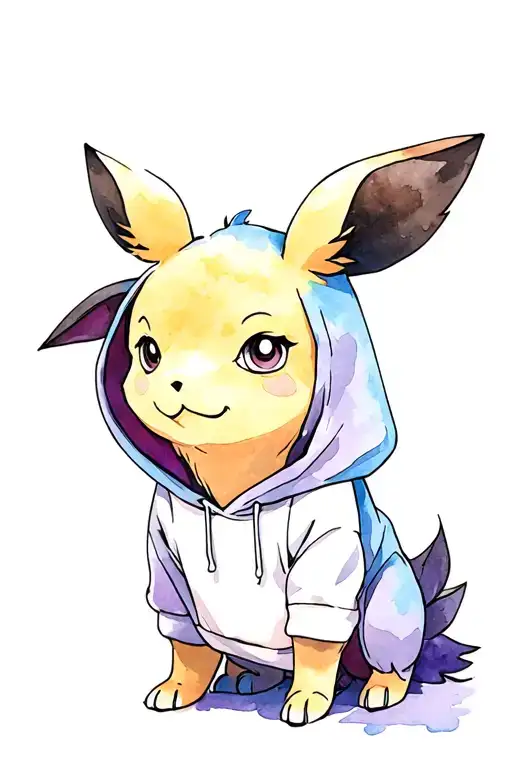 jolteon wearing eeyore hoodie tattoo design idea