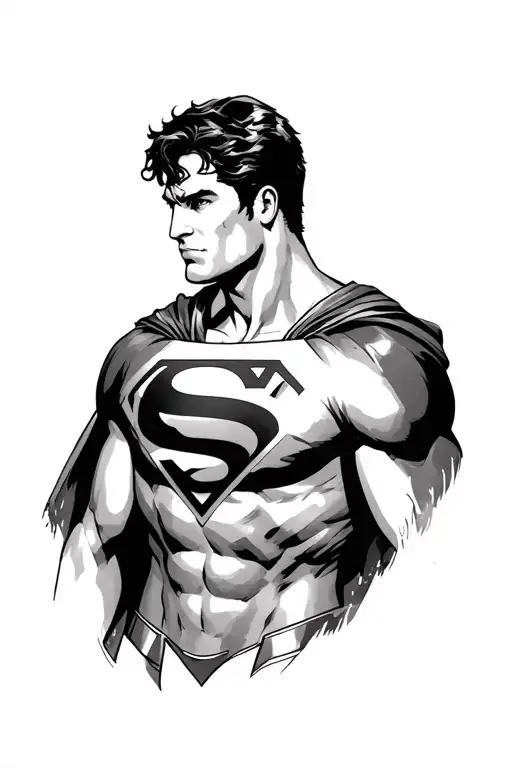Superman with B on chest tattoo design idea