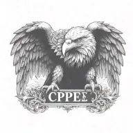 letters 'S C P E' eagle perched tattoo design idea