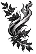 wrap around tattoo. leaves that transition into smoke, then transition to water, then fire. going around forearm  tattoo design idea