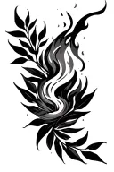 wrap around tattoo. leaves that transition into smoke, then transition to water, then fire. going around forearm  tattoo design idea
