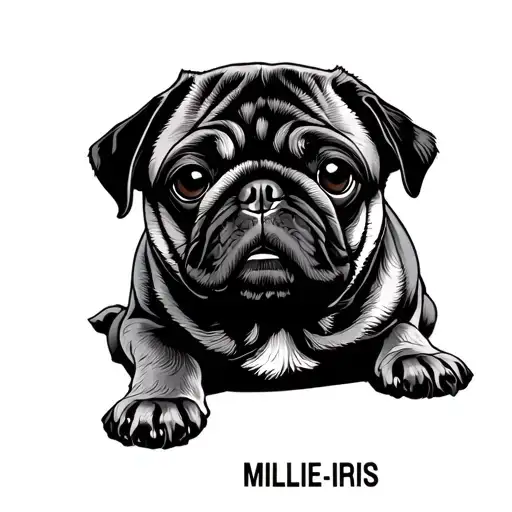 "MILLIE-IRIS" PUG DRESSED AS tattoo design idea