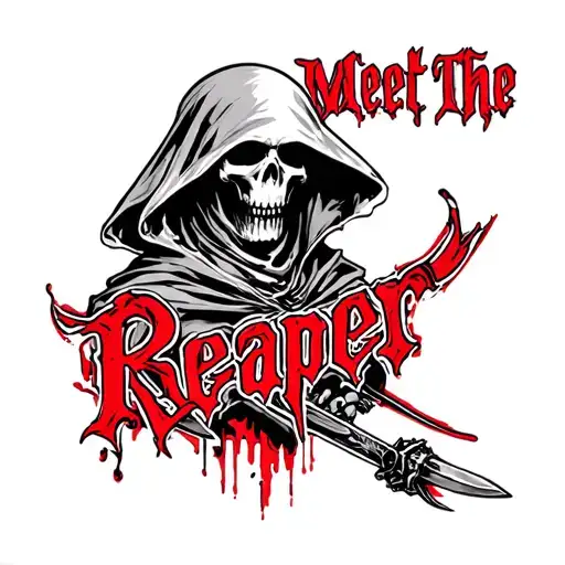 "Meet The Reaper" Reaper in Red Ink tattoo design idea