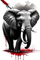 machete elephant reflection blood dripping blood tattoo design idea