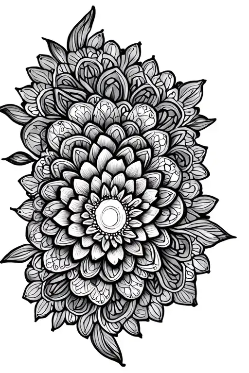 feminine fine line mandala tattoo design idea