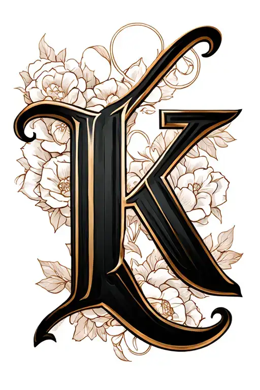 cursive k and c letter fancy font tattoo design idea