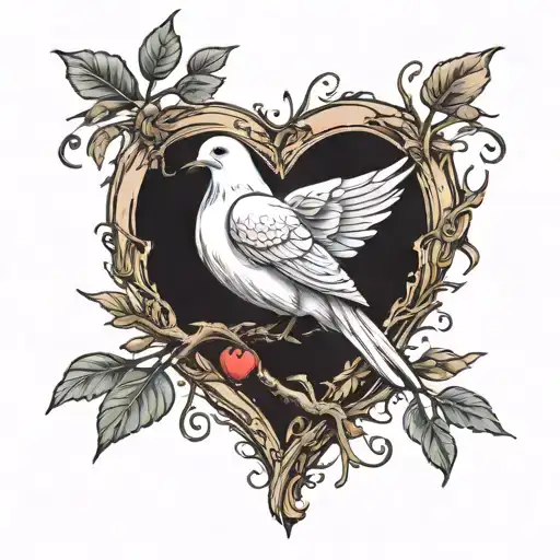 dove, tree, heart, male sketch tattoo design idea
