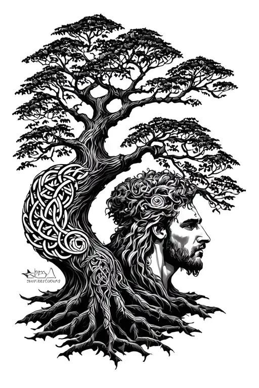 father and son keltic tree tattoo design idea