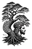 father and son keltic tree tattoo design idea